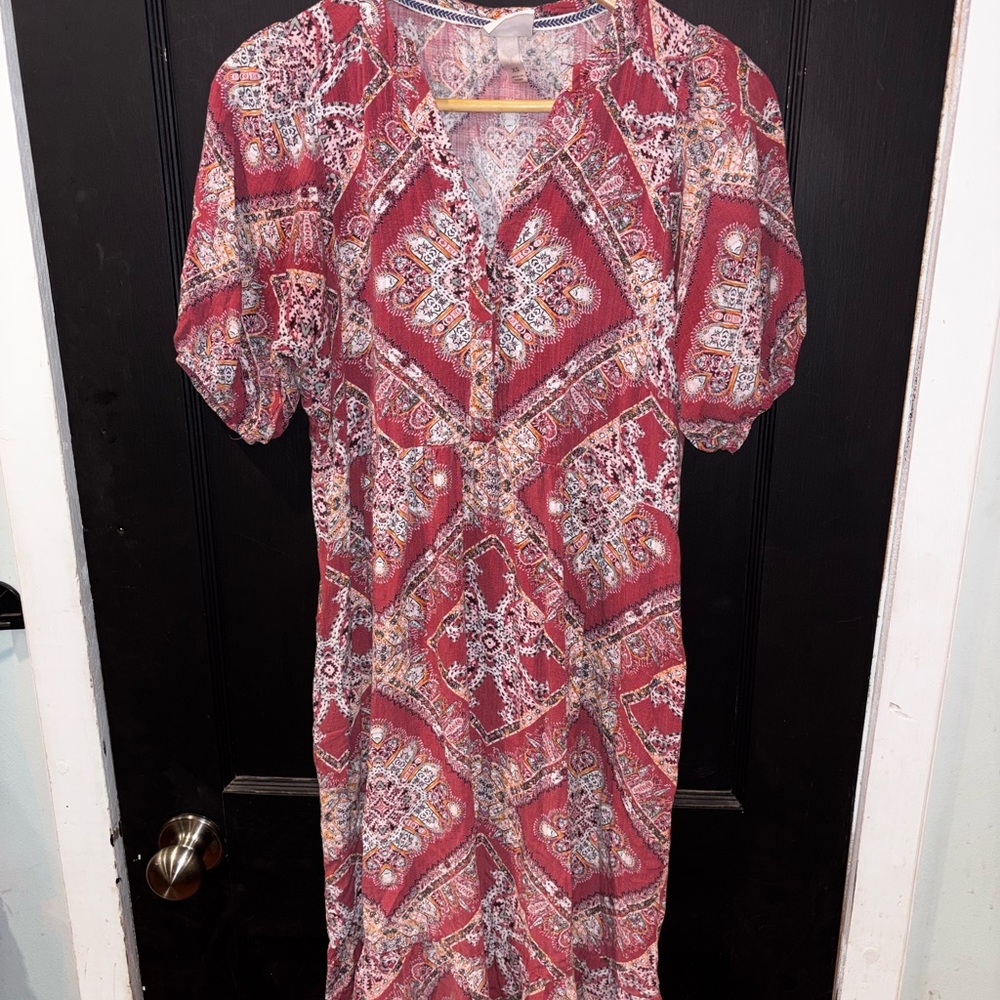 Knox Rose Paisley Midi Tiered Boho Prairie Western Dress Size XS Cottagecore